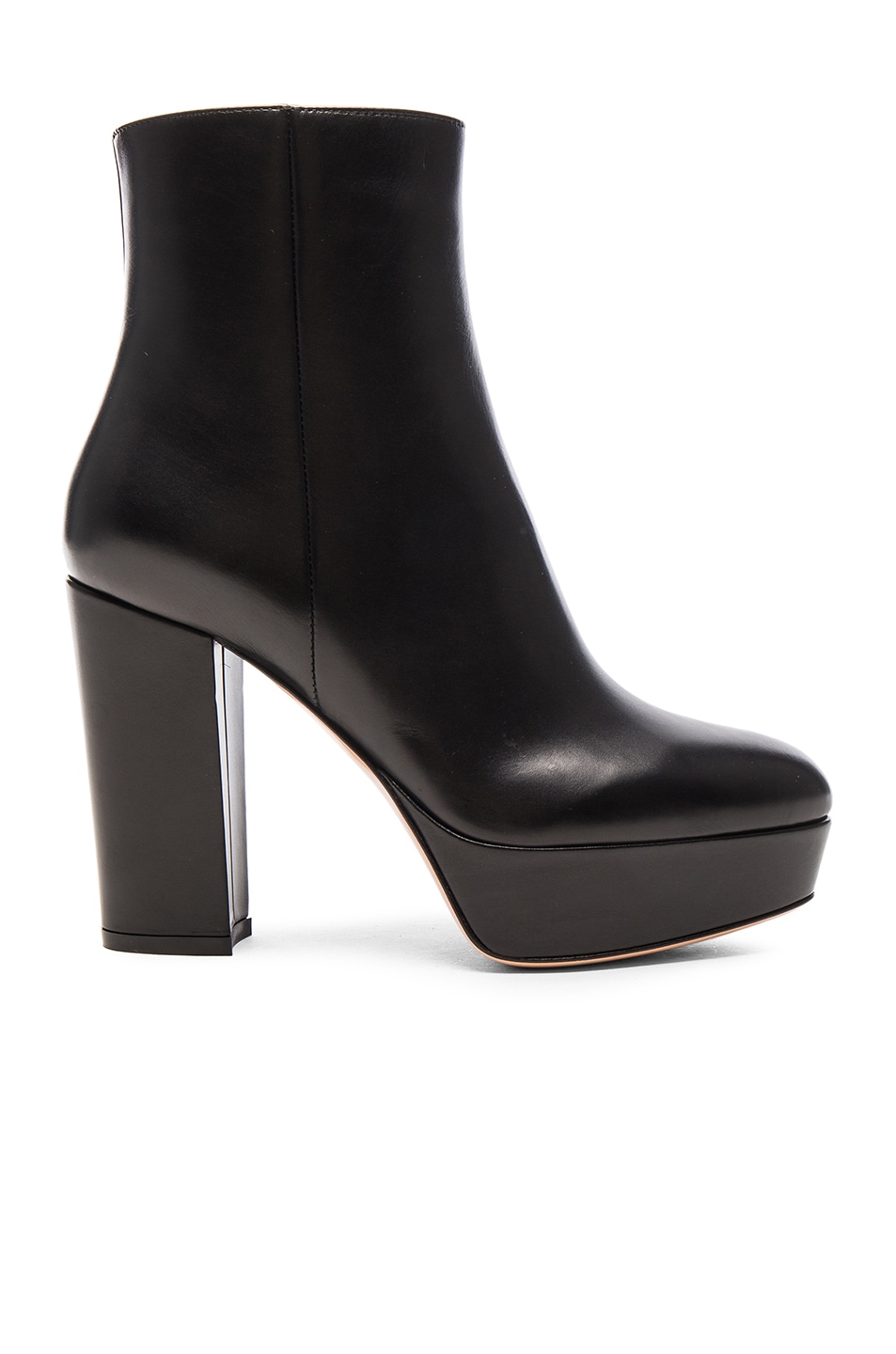 Image 1 of Gianvito Rossi Leather Temple Platform Boots in Black