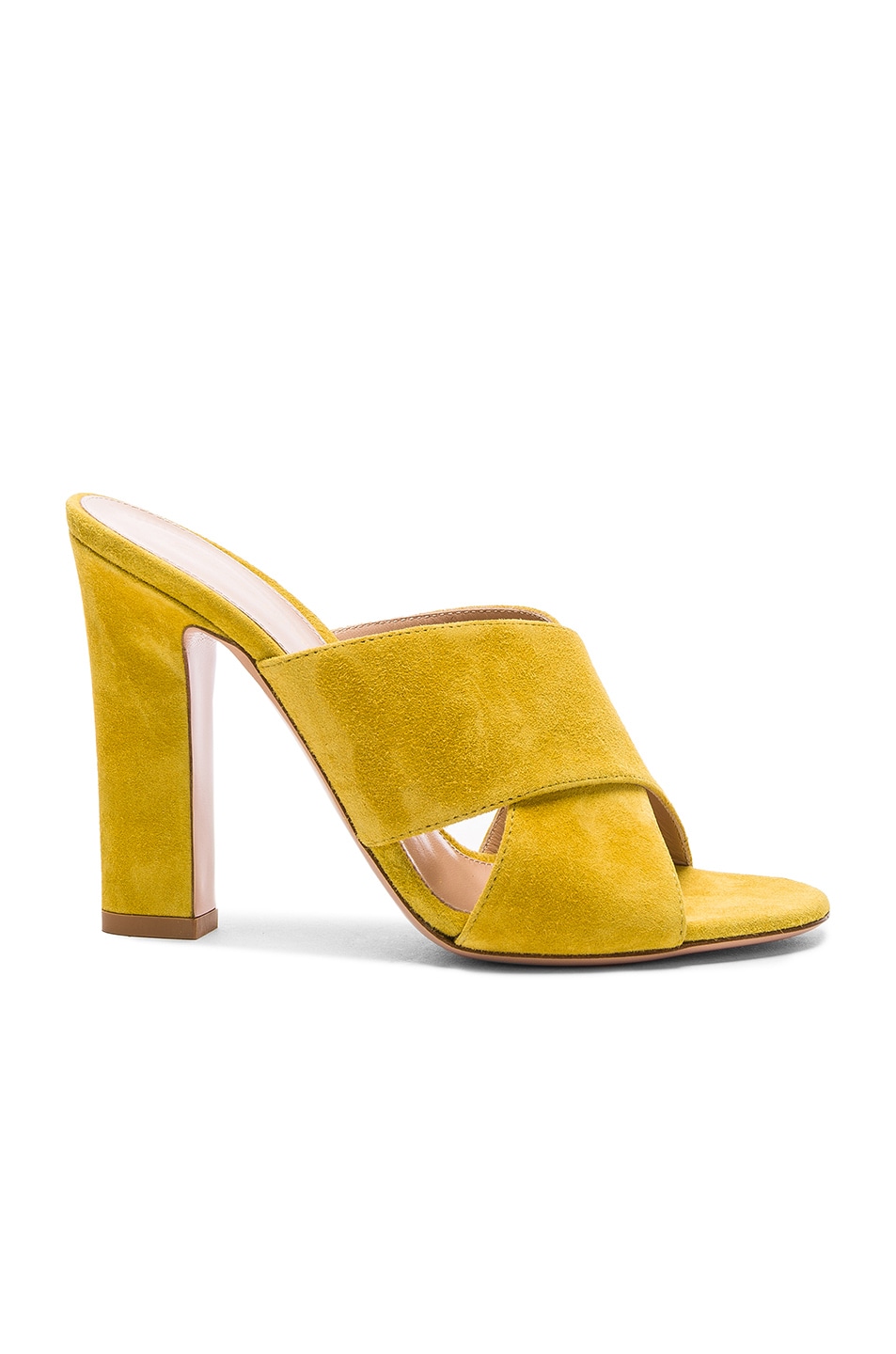 Image 1 of Gianvito Rossi Suede Mules in Mustard
