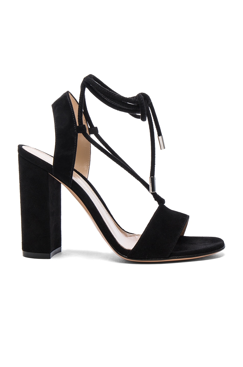 Image 1 of Gianvito Rossi Suede Lace Up Heels in Black