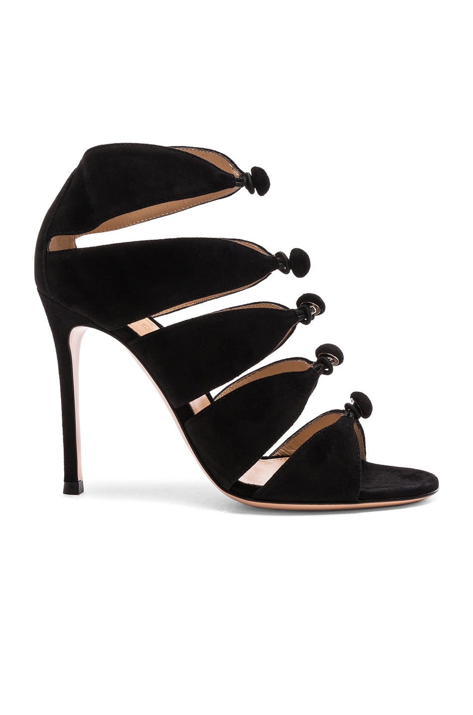 Image 1 of Gianvito Rossi Suede Knot Heels in Black