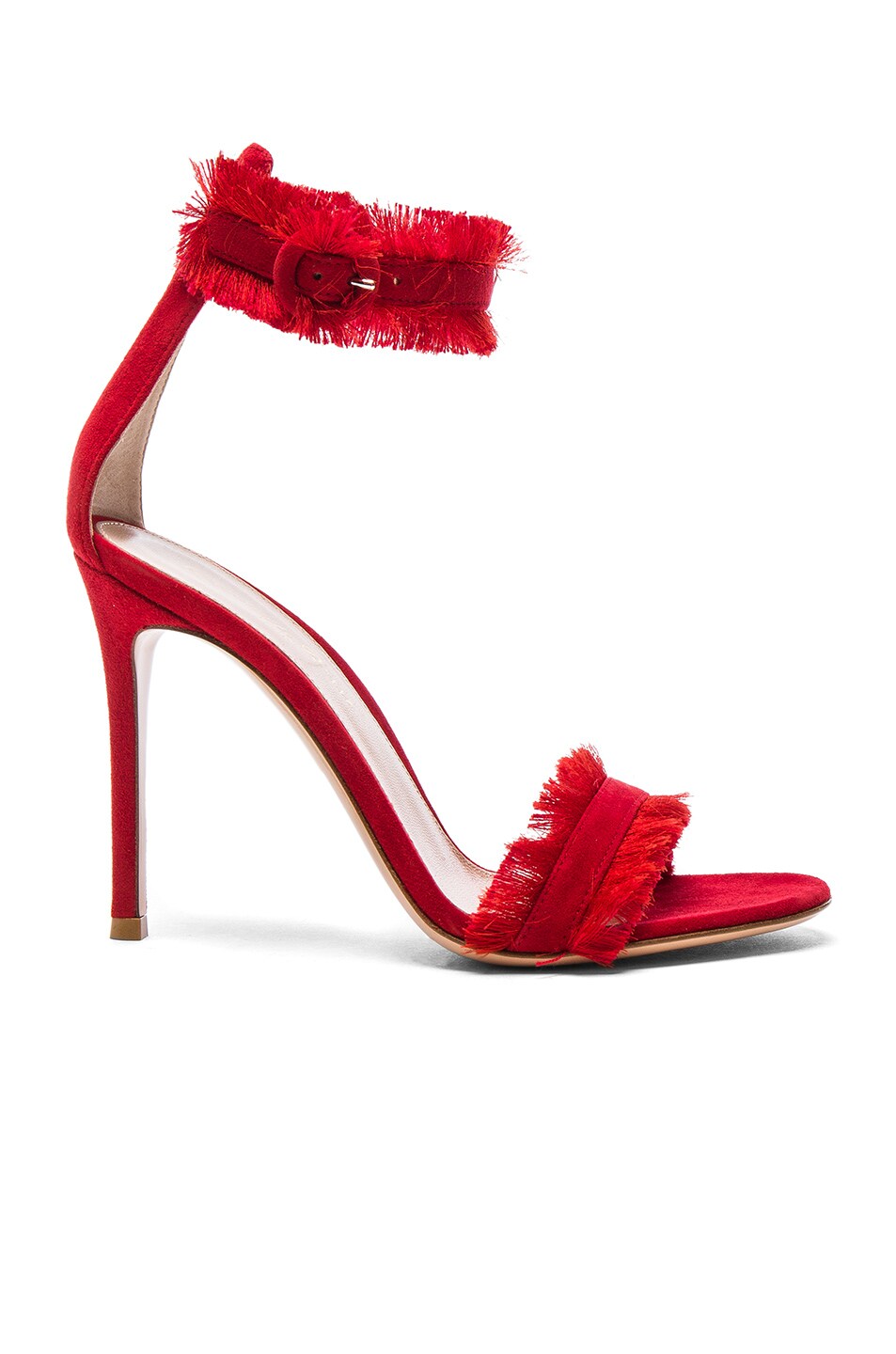 Image 1 of Gianvito Rossi Suede & Satin Heels in Tabasco Red