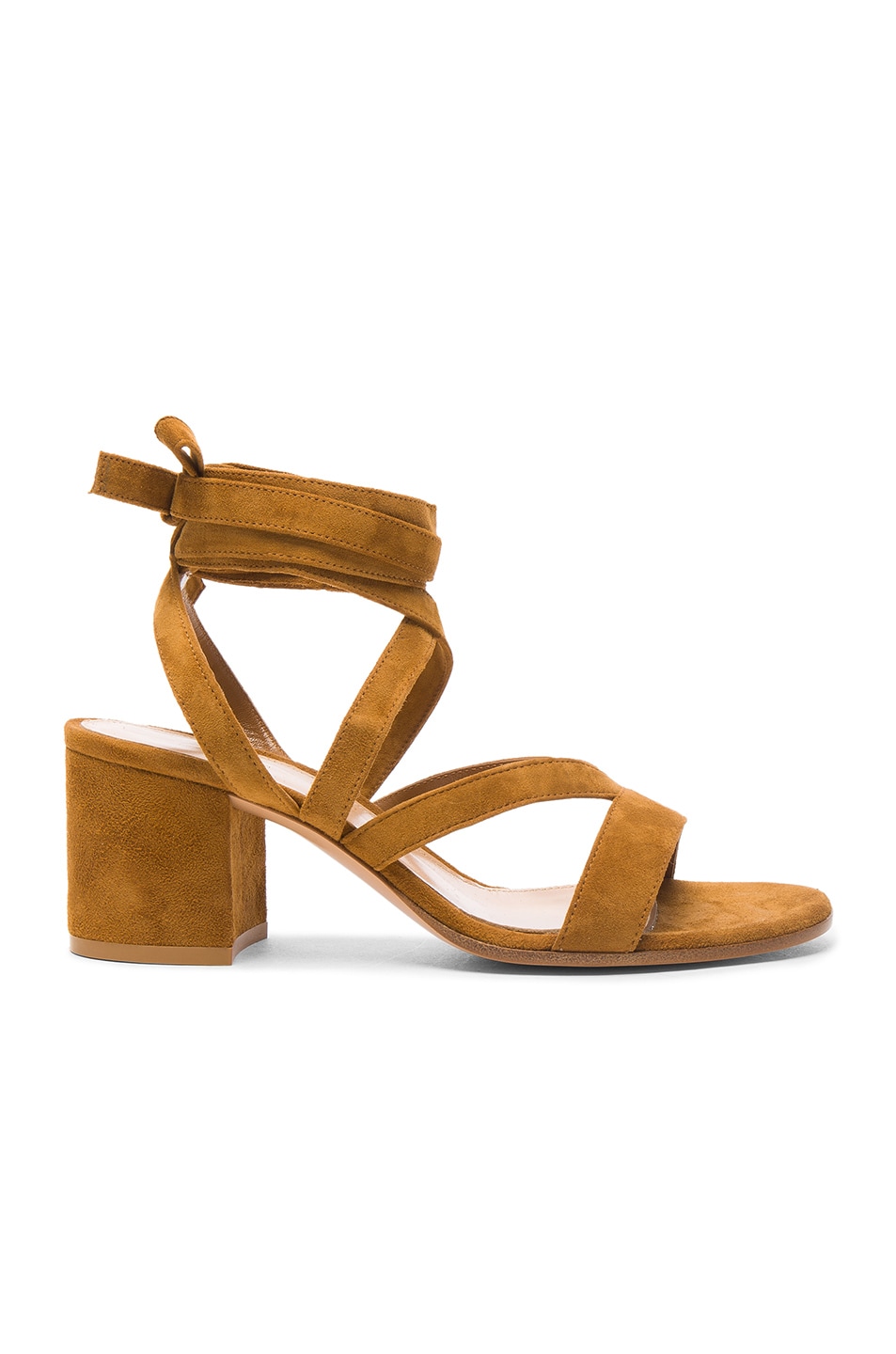 Image 1 of Gianvito Rossi Suede Janis Low Sandals in Almond