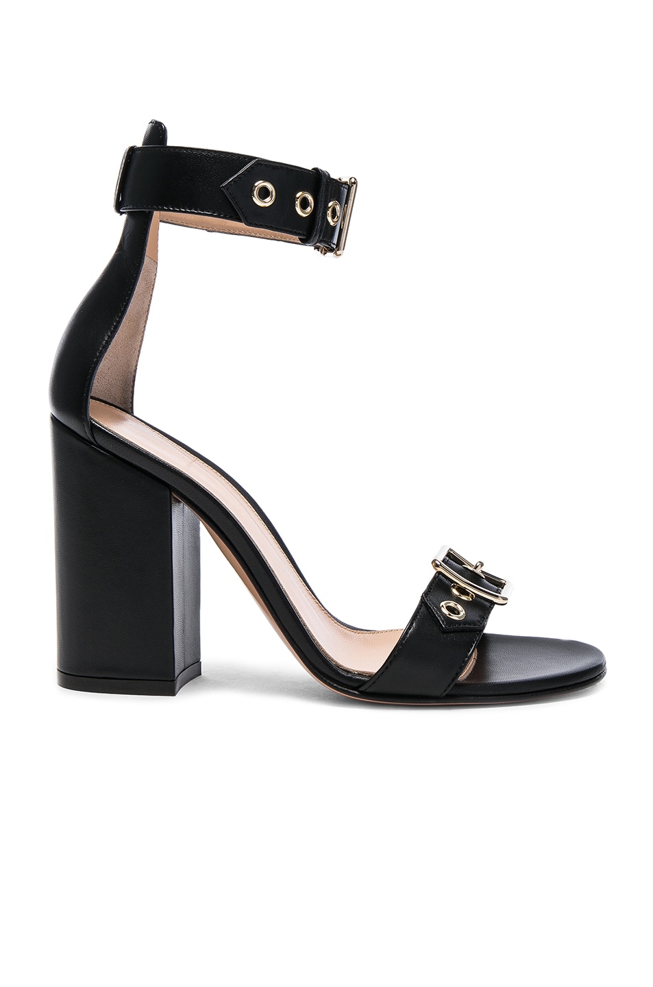 Image 1 of Gianvito Rossi Leather Hayes Buckle Detail Heels in Black