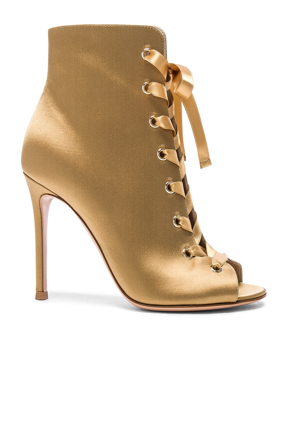Image 1 of Gianvito Rossi Satin Marie Lace Up Booties in Mekong