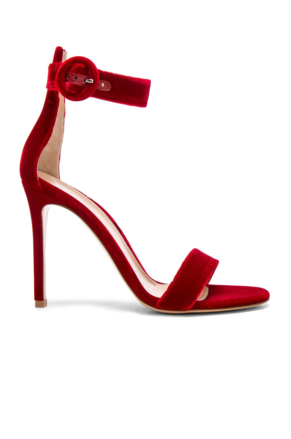 Image 1 of Gianvito Rossi Velvet Portofino Heels in Tabasco Red