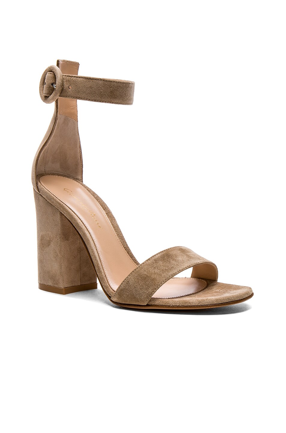 GIANVITO ROSSI Suede Versilia Block Heels In Neutrals. in Bisque | ModeSens