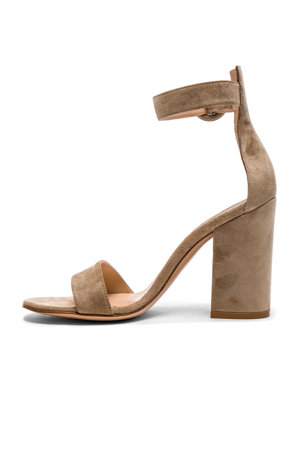 GIANVITO ROSSI Suede Versilia Block Heels In Neutrals. in Bisque | ModeSens