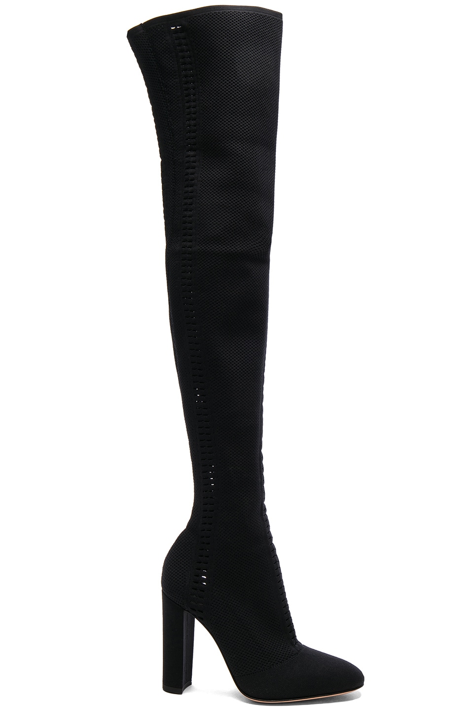 Image 1 of Gianvito Rossi Knit Vires Thigh High Boots in Black