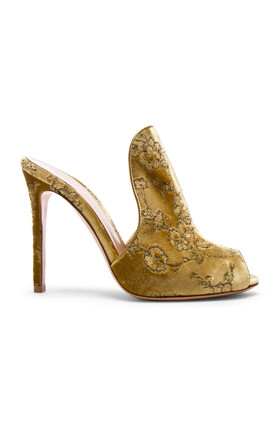 Image 1 of Gianvito Rossi Embroidered Silk & Crepe Satin Mules in Mekong