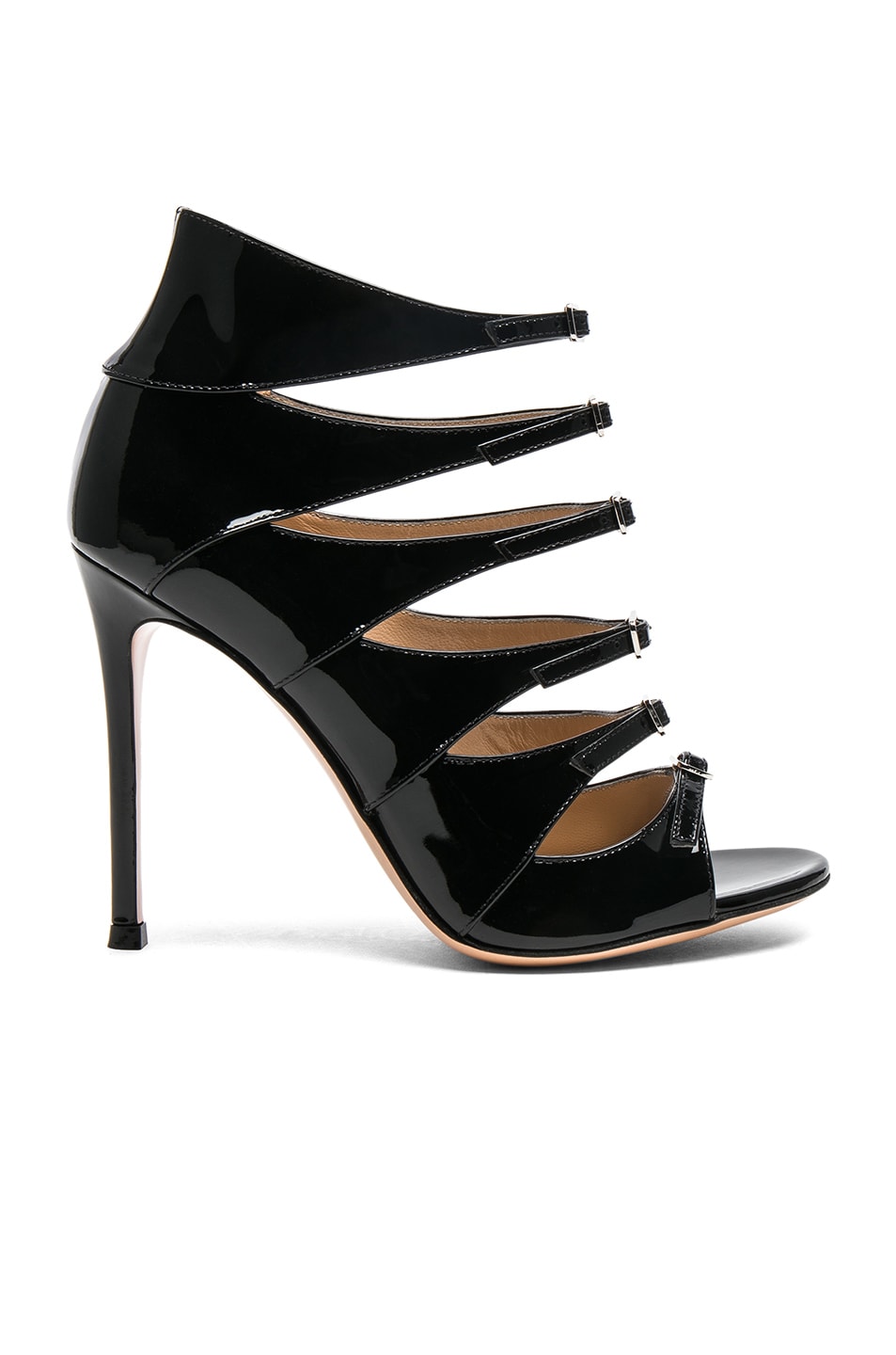 Image 1 of Gianvito Rossi Patent Leather Rianne Multi-Strap Heels in Black