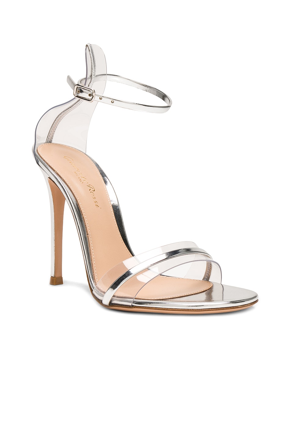 Gianvito Rossi Leather Plexi G-String Heels in Metal Silver ...