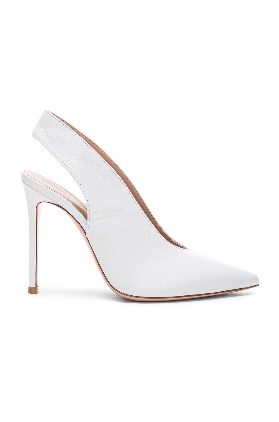 Image 1 of Gianvito Rossi Leather Anna Slingback Pumps in White