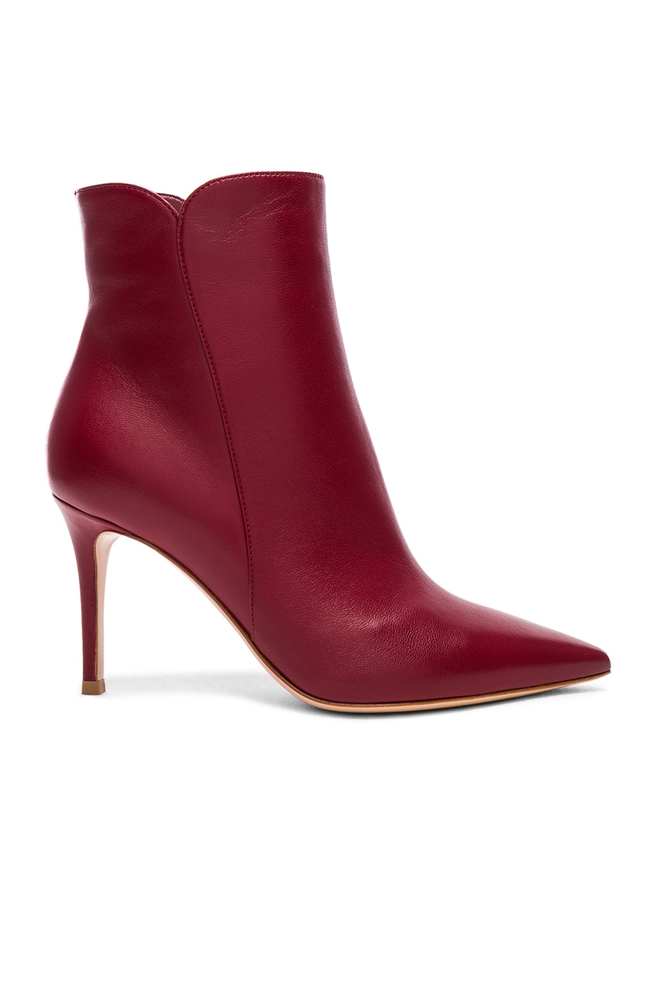Image 1 of Gianvito Rossi Leather Levy Ankle Boots in Syrah