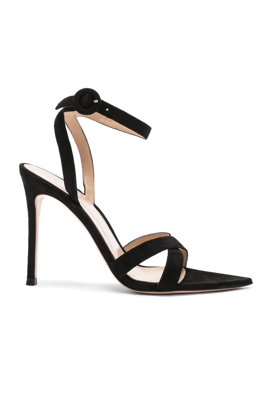 Image 1 of Gianvito Rossi Suede Alixia Ankle Strap Sandals in Black