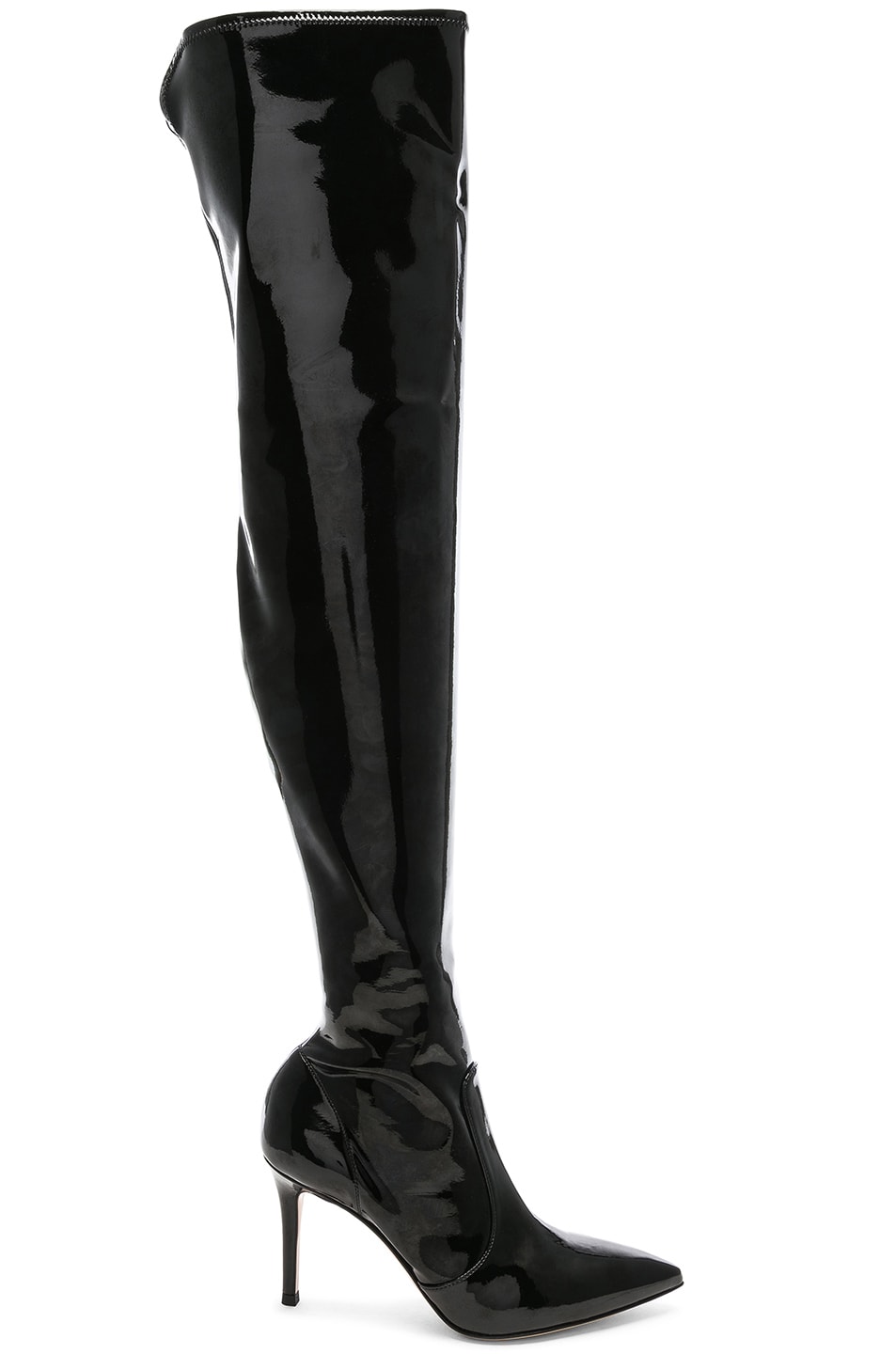 Image 1 of Gianvito Rossi Vinyl Gillian Thigh High Boots in Black