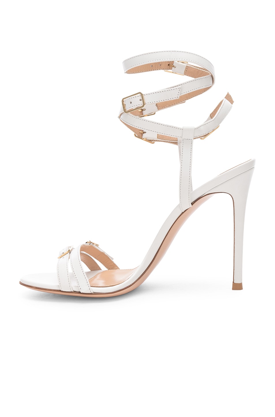 Gianvito Rossi Cassandra Buckle Strappy Heel in White | FWRD