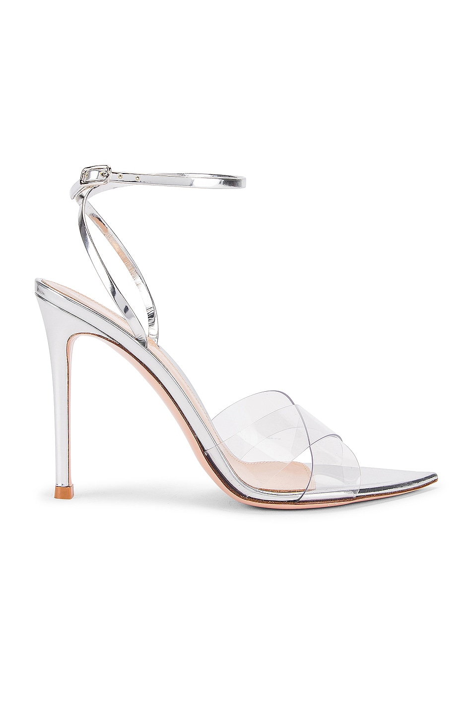 Image 1 of Gianvito Rossi Stark Ankle Strap Heels in Transparent & Silver