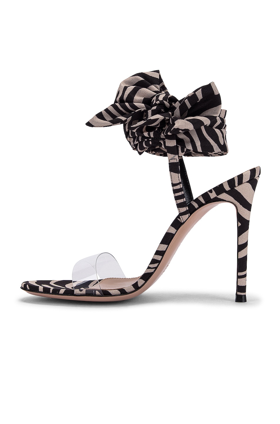 Gianvito Rossi Scarf Tie Heels in Transparent & Zebra FWRD