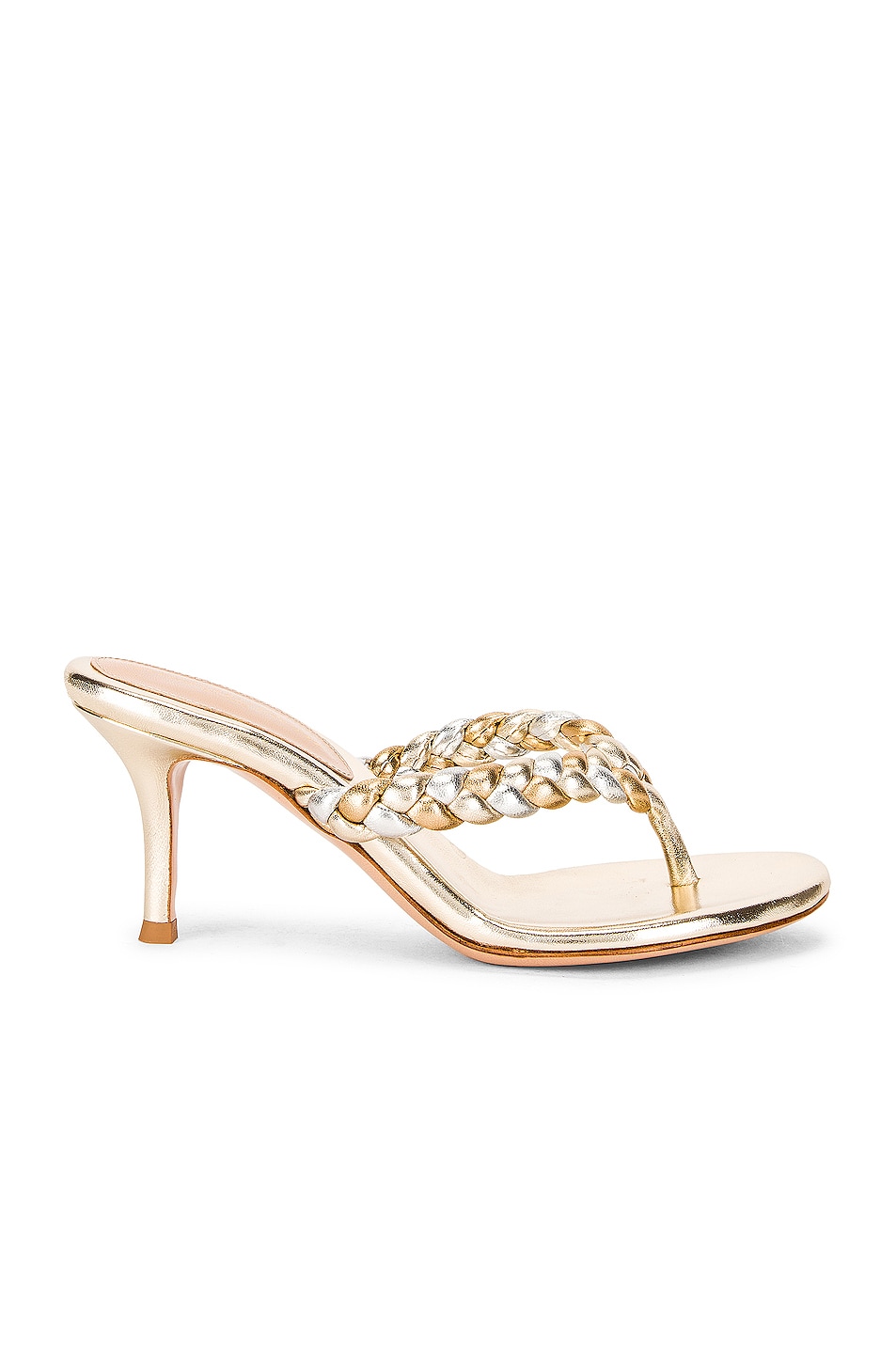 Image 1 of Gianvito Rossi Braid Thong Sandals in Platino & Mekong