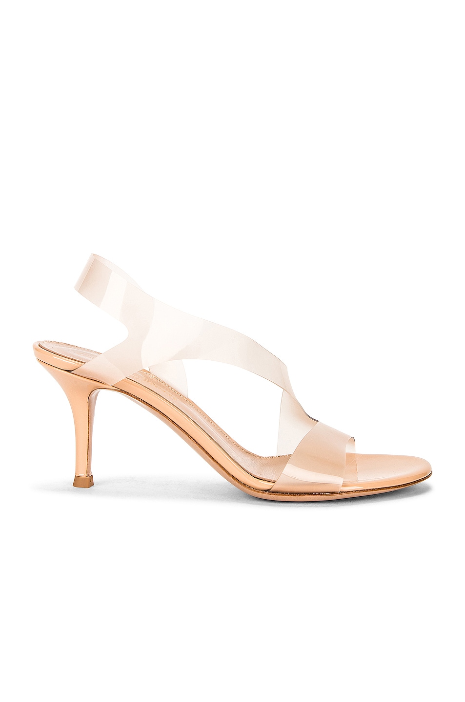 Image 1 of Gianvito Rossi Metropolis Leather & Transparent Heels in Nude & Nude