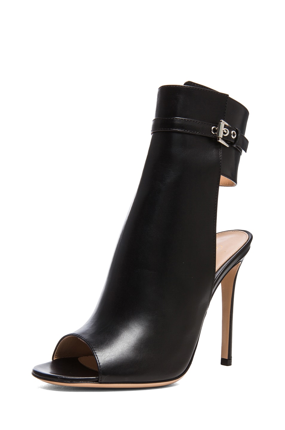 Gianvito Rossi Ankle Strap Leather Booties in Black | FWRD
