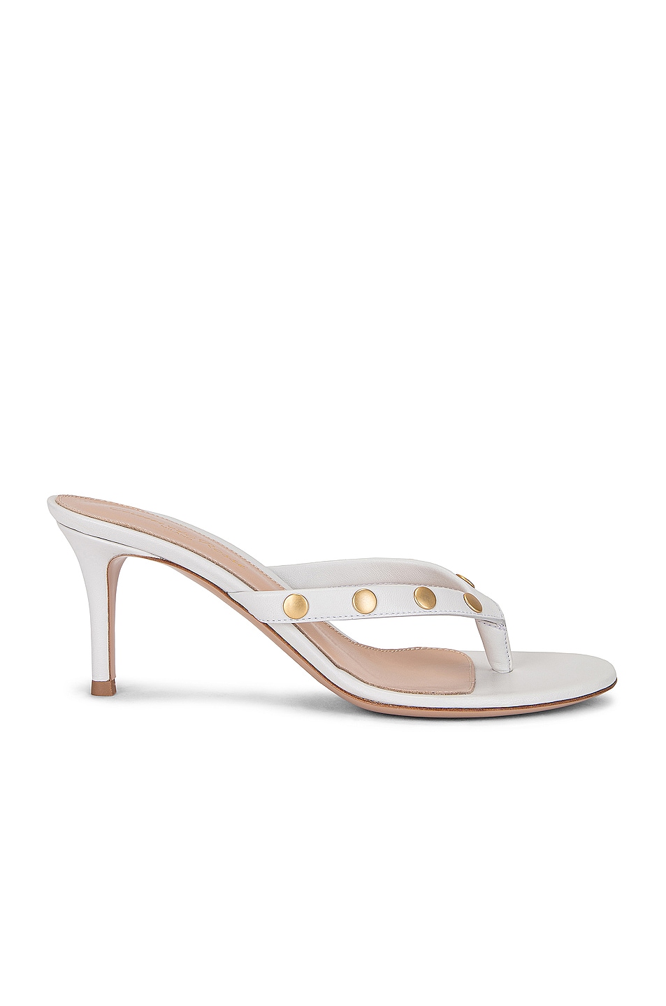 Image 1 of Gianvito Rossi Stud Thong Sandals in White