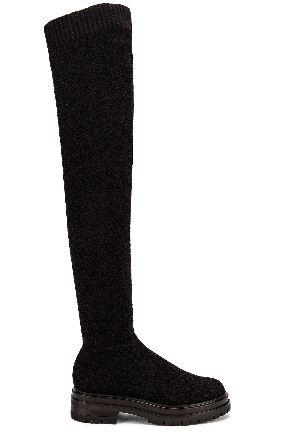 Image 1 of Gianvito Rossi Knit Boucle Over the Knee Boots in Black