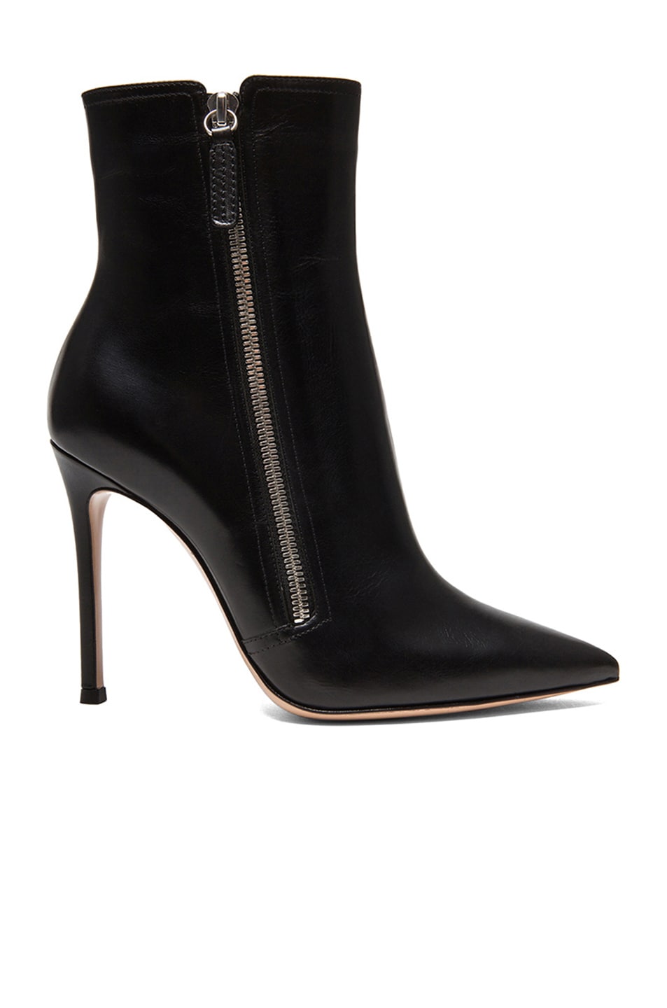 Image 1 of Gianvito Rossi Pointed Leather Ankle Boots in Black