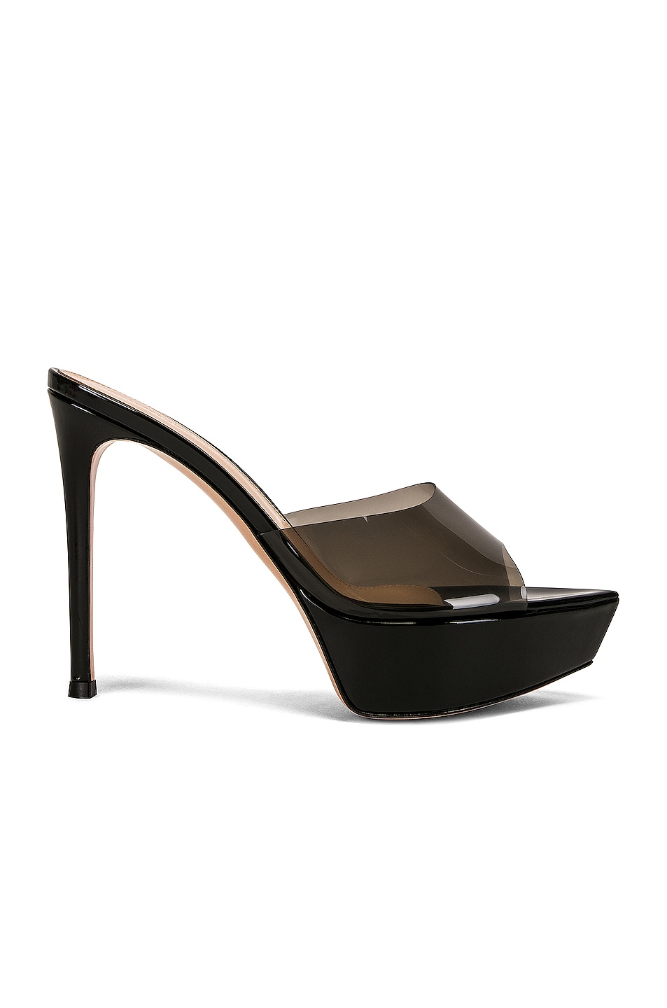 Image 1 of Gianvito Rossi Betty Platform Mules in Fume & Black