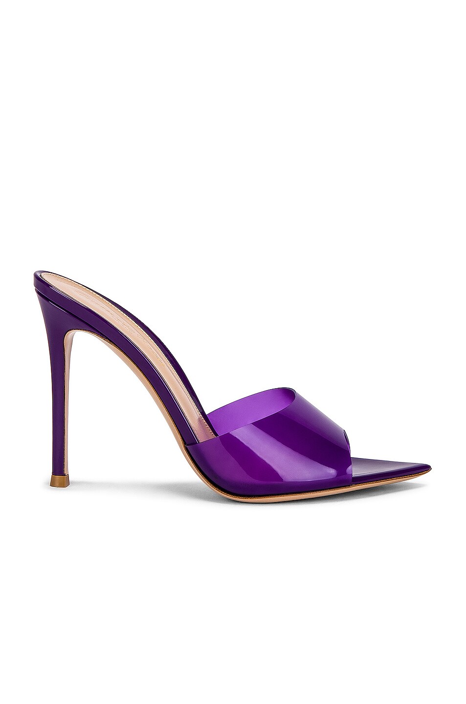 Image 1 of Gianvito Rossi Glass & Vernice Mules in Violet & Orchid
