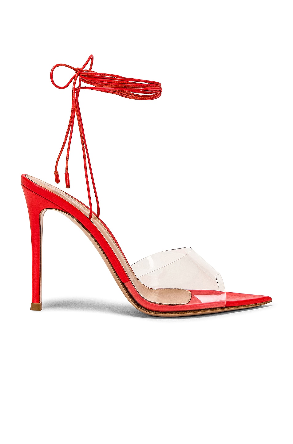 Image 1 of Gianvito Rossi Skye Strappy Heels in Transparent & Poppy