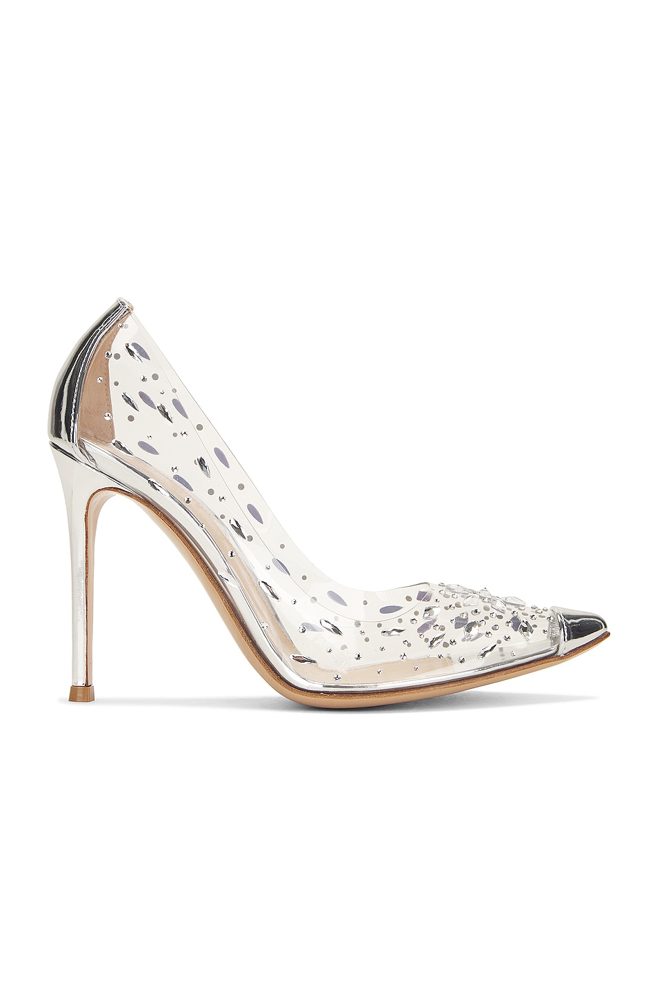 Image 1 of Gianvito Rossi Transparent Heels in Silver & Transparent