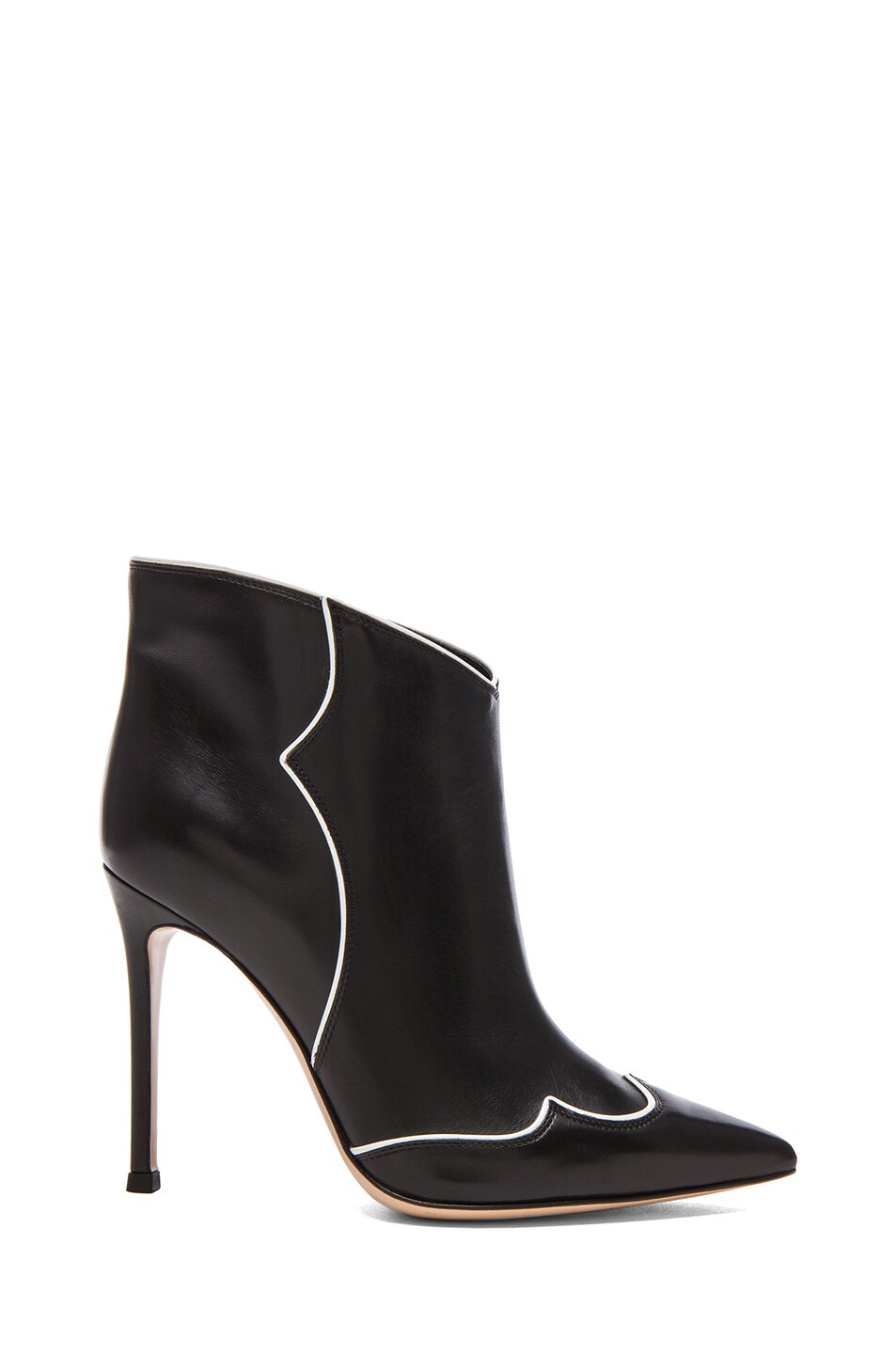 Gianvito Rossi Annie Leather Ankle Booties in Nero & Off White | FWRD