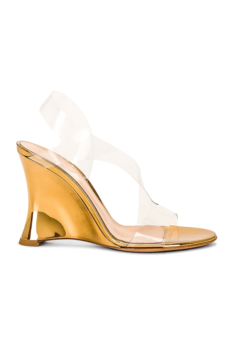 Image 1 of Gianvito Rossi Glass Wedge Sandal in Transparent & Mekong