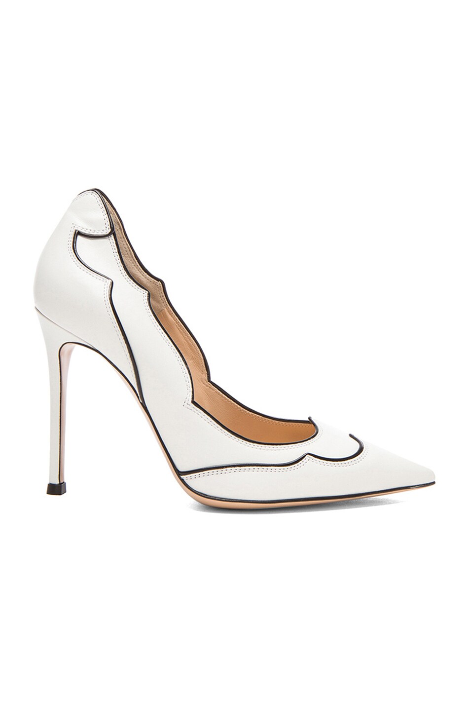 Image 1 of Gianvito Rossi Western Leather Pumps in Off White & Nero