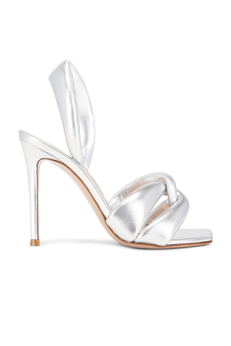 Shop Gianvito Rossi Nappa Silk Sandal In Silver