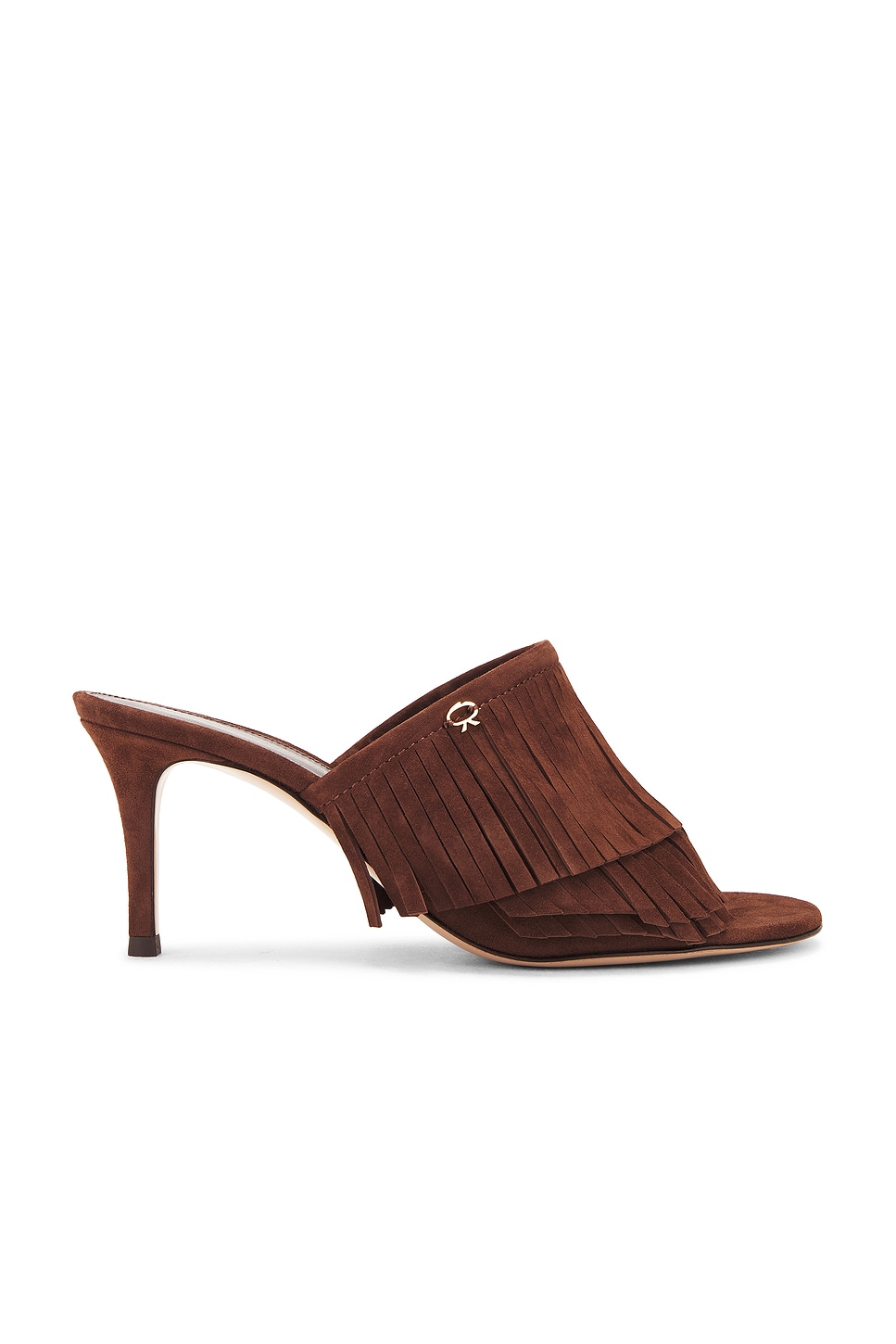 Image 1 of Gianvito Rossi Camoscio Fringe Mule Sandal in Brown