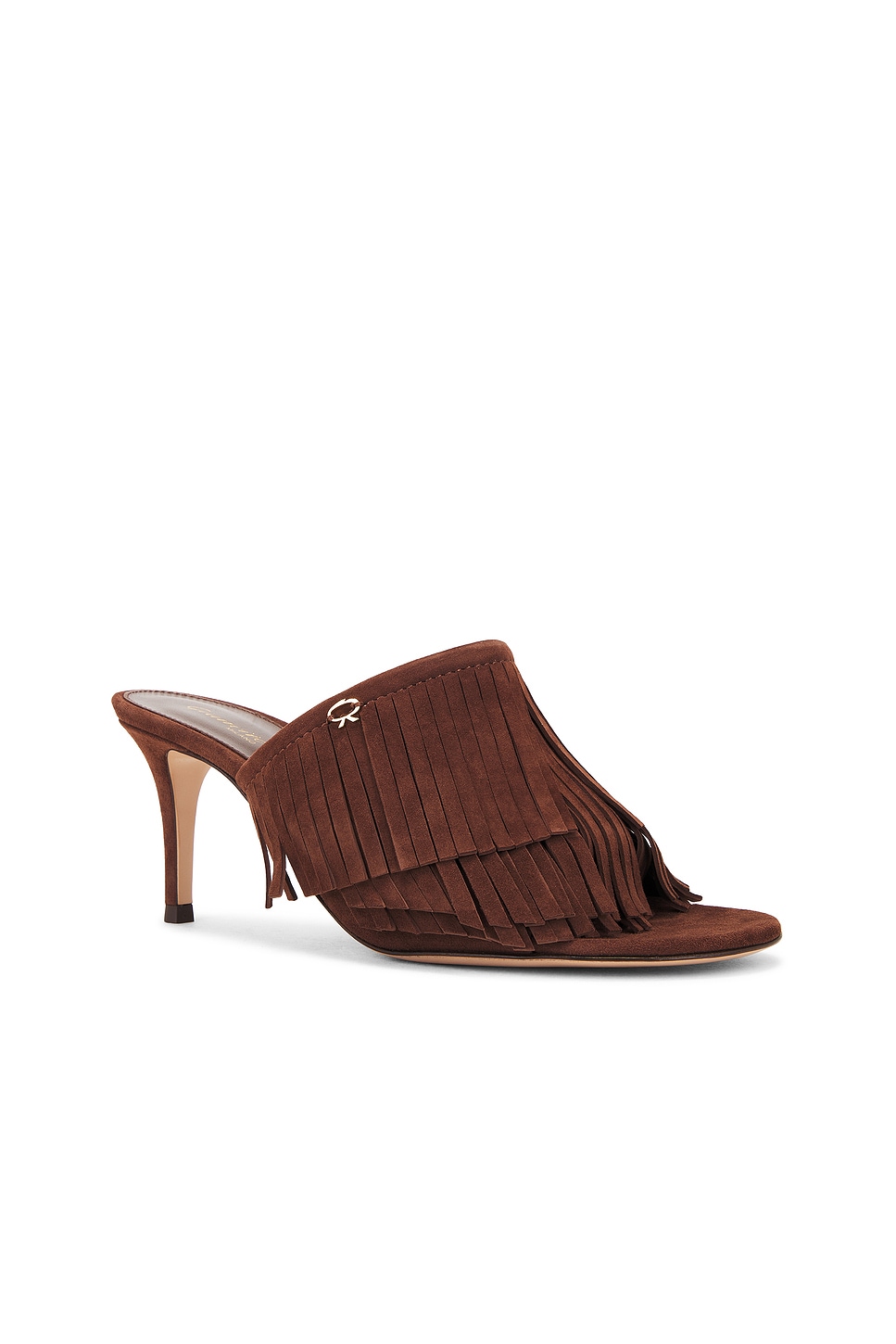 Gianvito Rossi Camoscio Fringe Mule Sandal In Brown