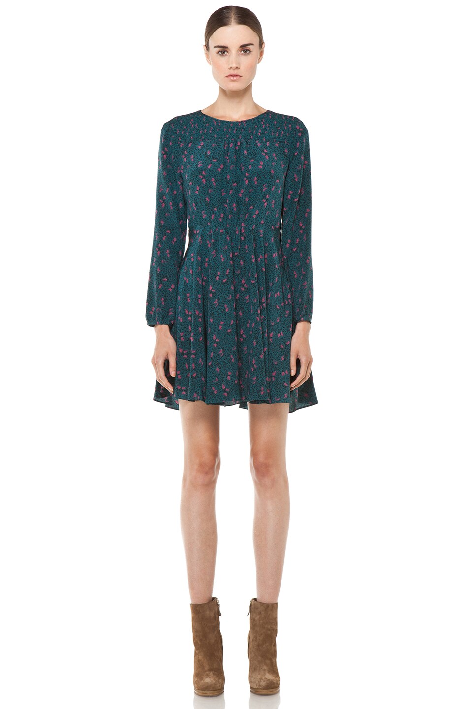 Image 1 of Girl. by Band of Outsiders Girl Smocked Yoke Dress in Teal