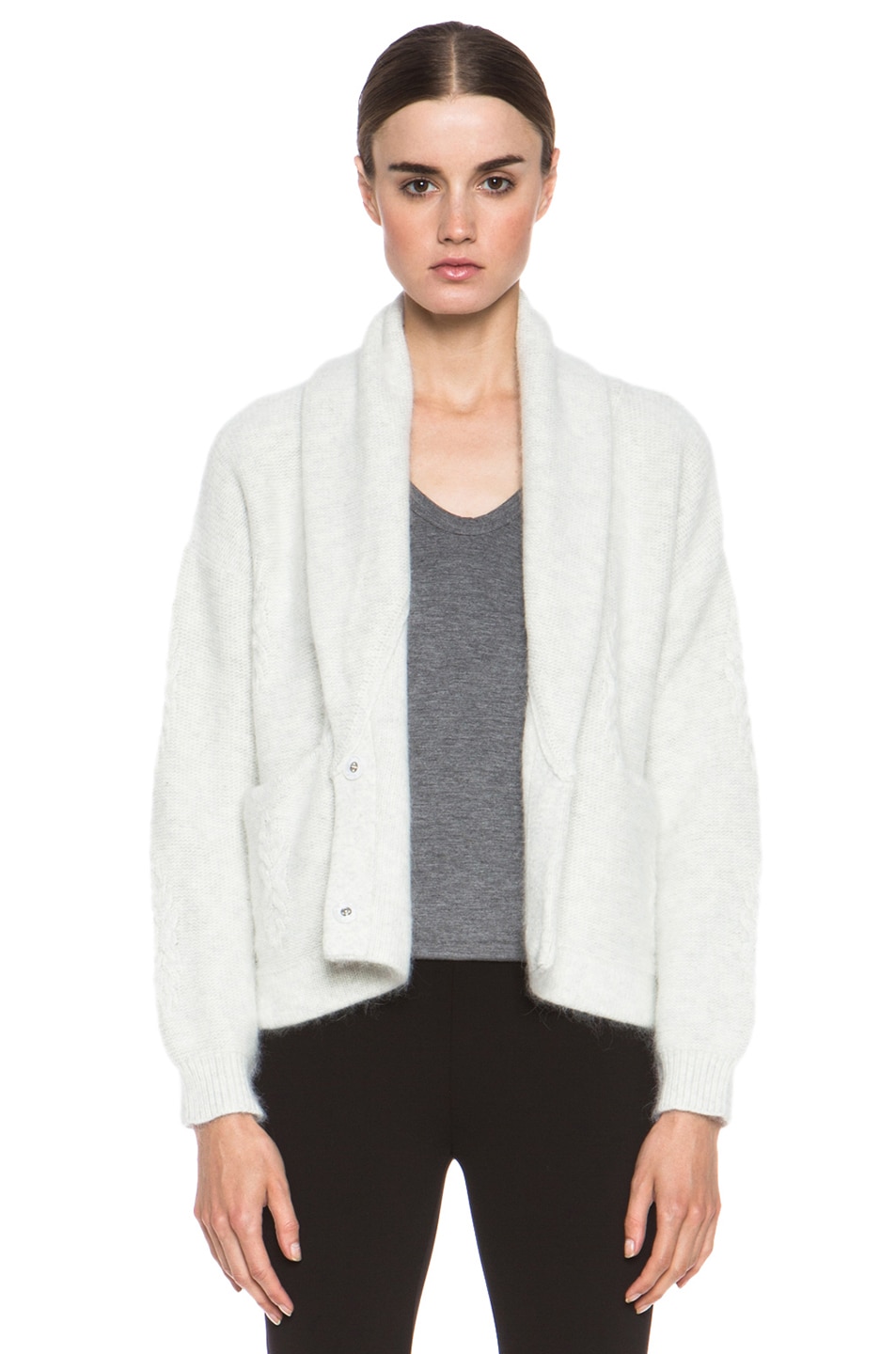 Image 1 of Girl. by Band of Outsiders Cash Angora Cardigan in Cloud