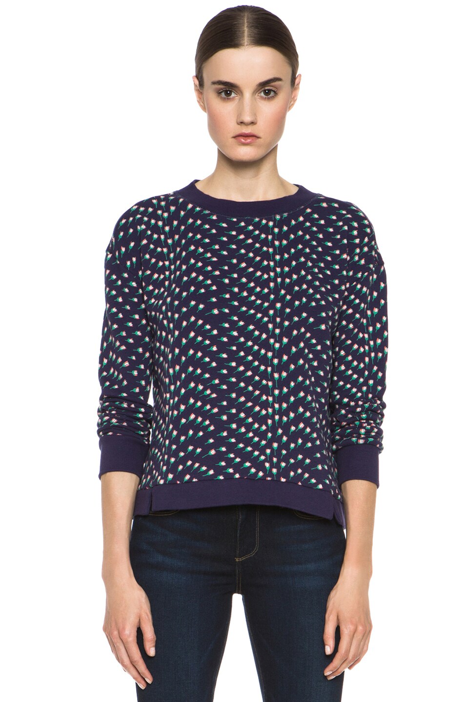 Image 1 of Girl. by Band of Outsiders French Terry Tulip Sweatshirt in Navy