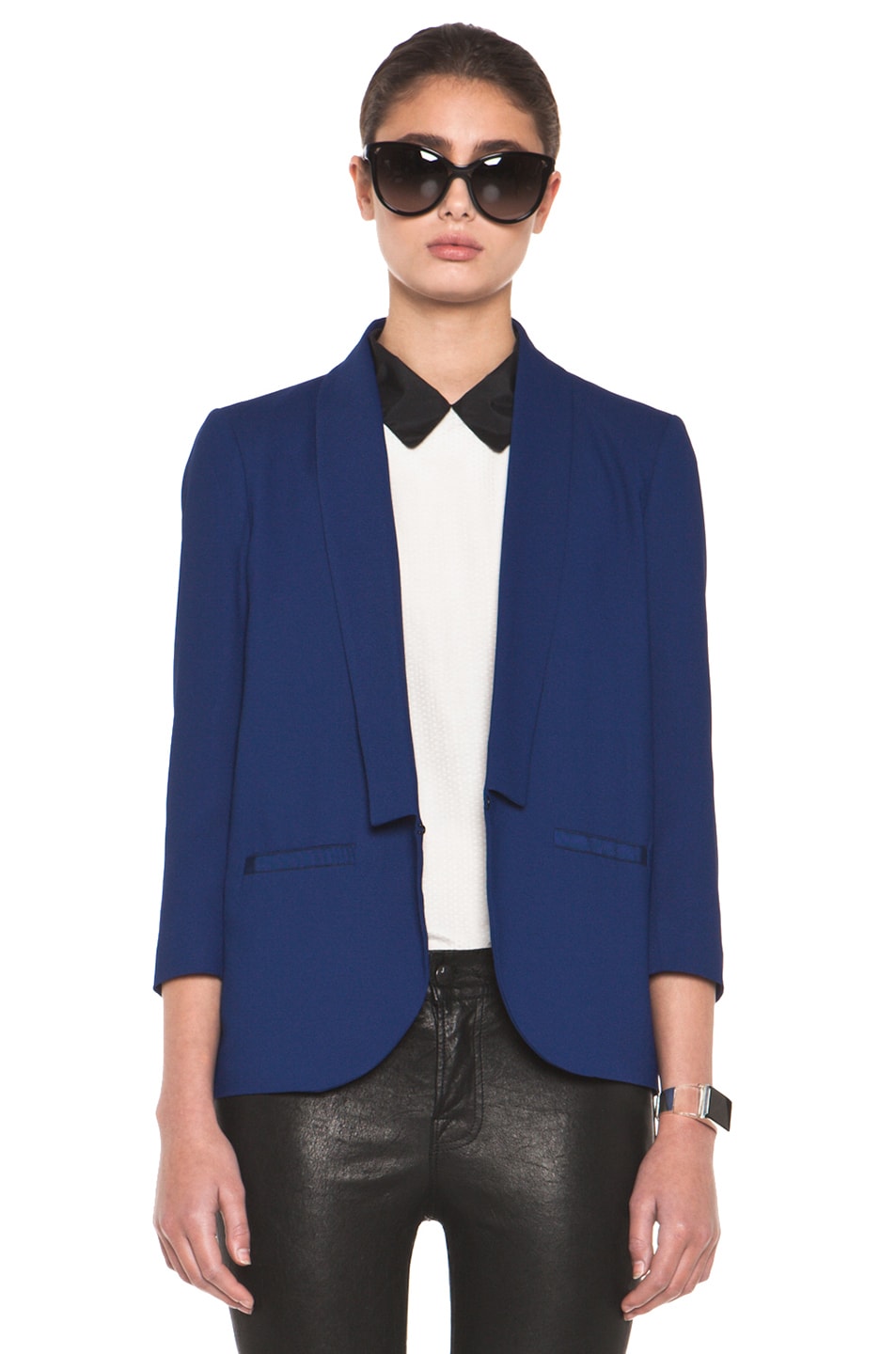 Image 1 of Girl. by Band of Outsiders Shawl Collar Blazer in Twilight Blue