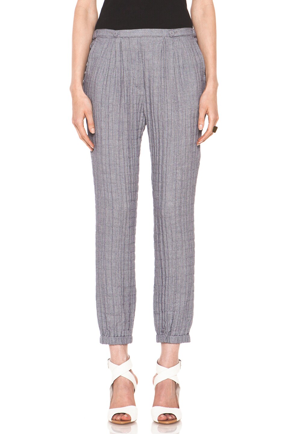 Image 1 of Girl. by Band of Outsiders Roma Slouchy Cotton Pant in Blue