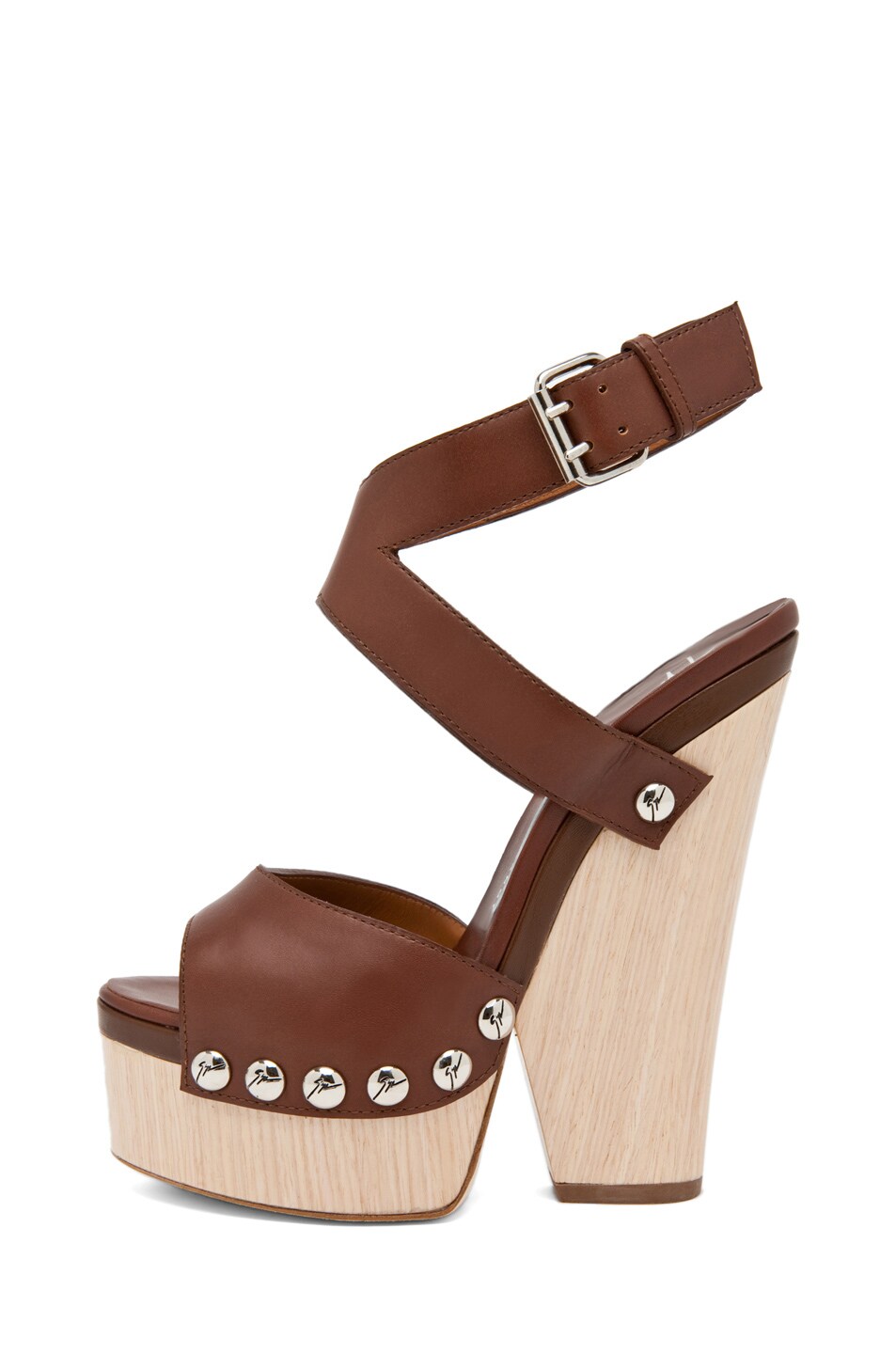 Giuseppe Zanotti Platform Sandal with Studs in Medium Brown | FWRD
