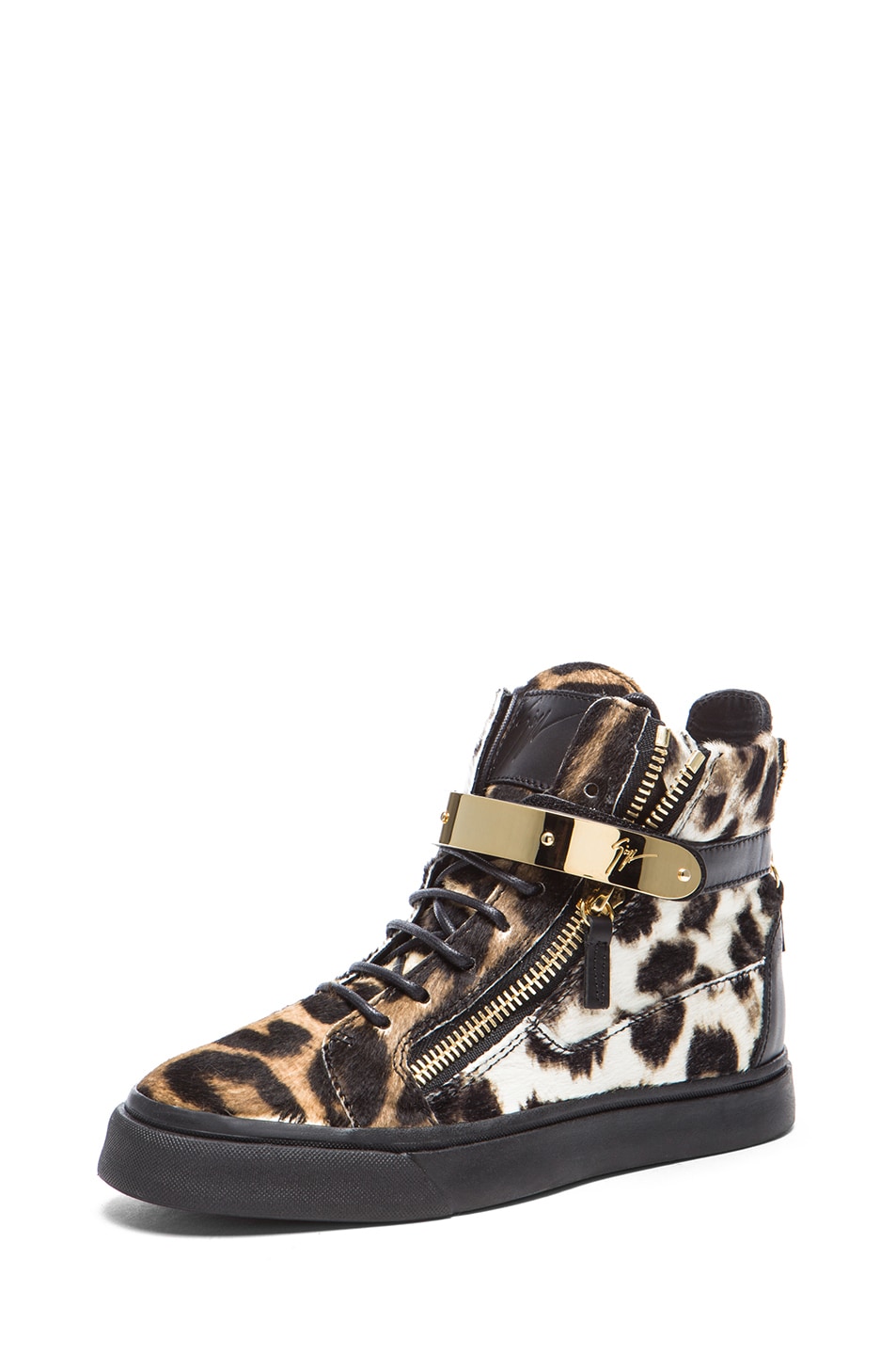 Giuseppe Zanotti High Top Calf Hair Sneakers in Leopard | FWRD