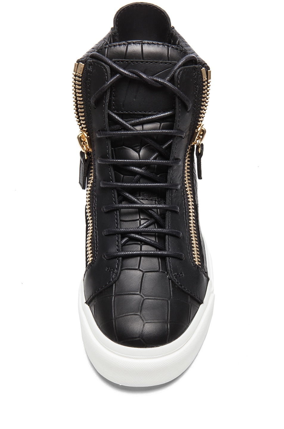 Giuseppe Zanotti London Croc Embossed Leather Sneakers in Black | FWRD