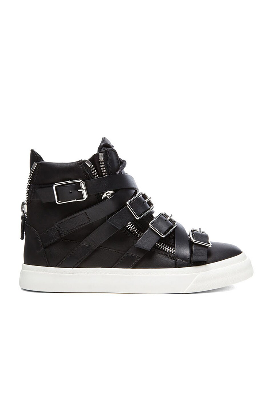 Image 1 of Giuseppe Zanotti London Buckles Leather Sneakers in Black