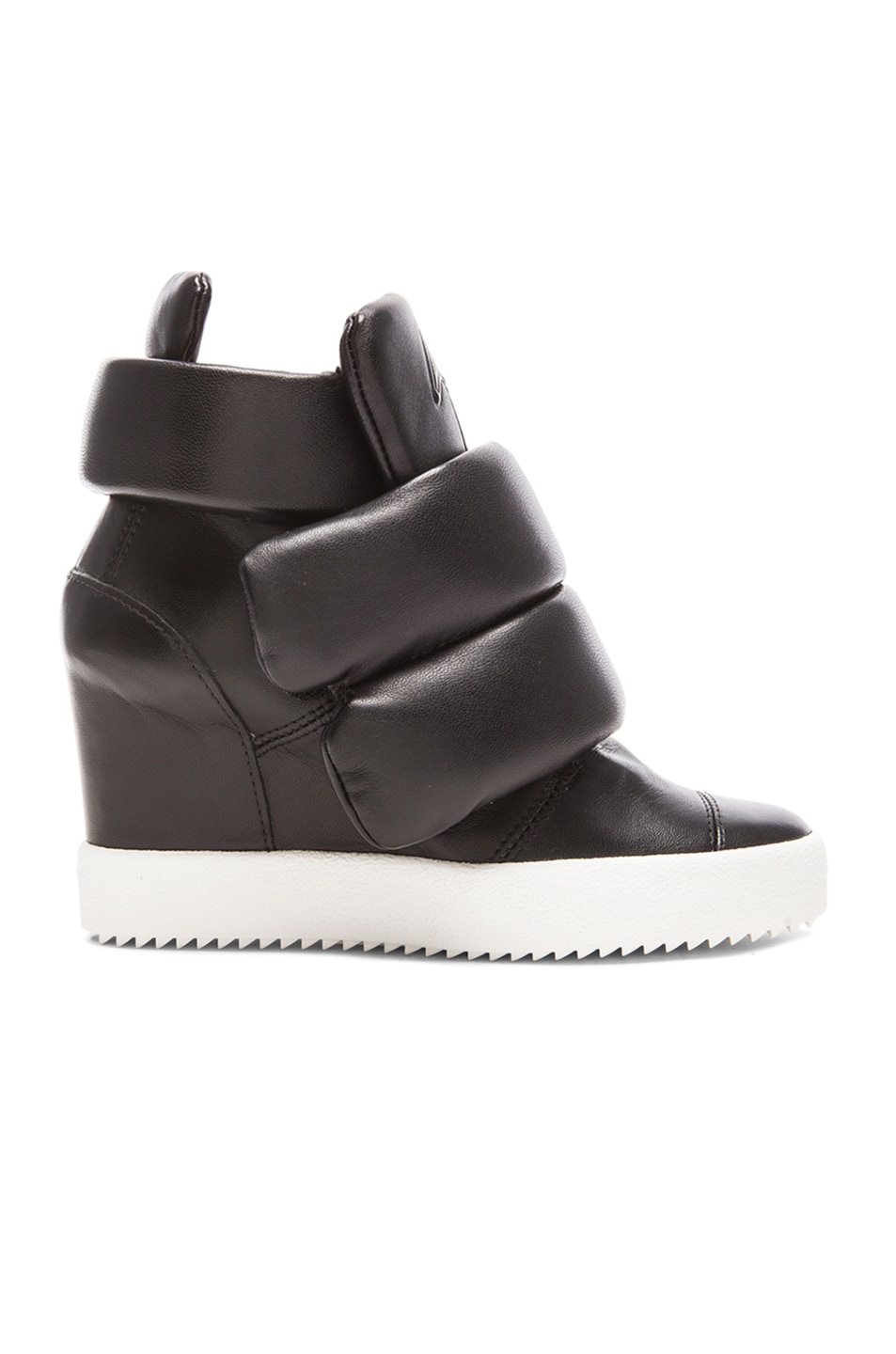 Image 1 of Giuseppe Zanotti x Kid Cudi Double Strap Wedged Leather Sneakers in Black