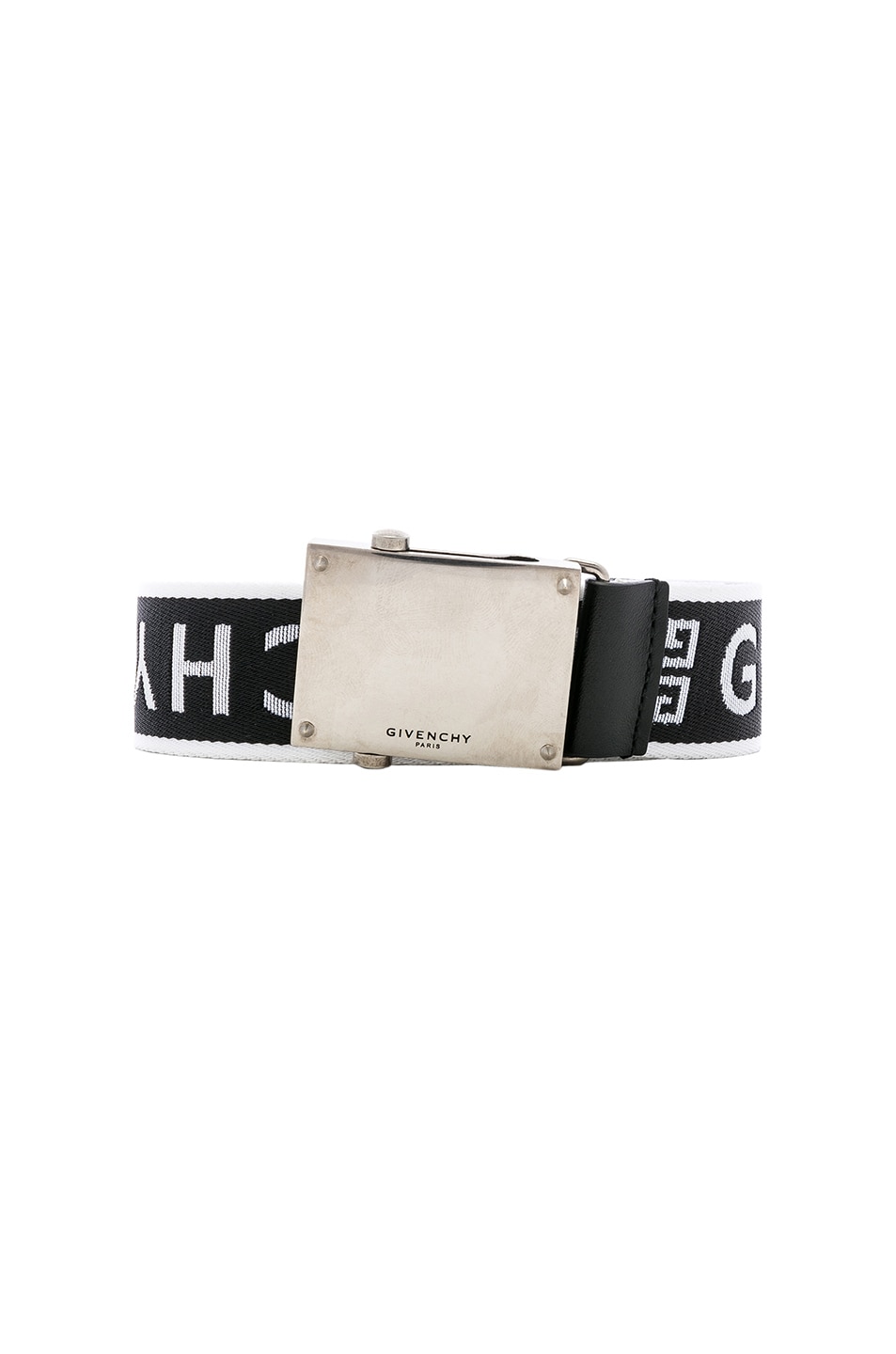 Image 1 of Givenchy Plate Buckle Belt in Black & White