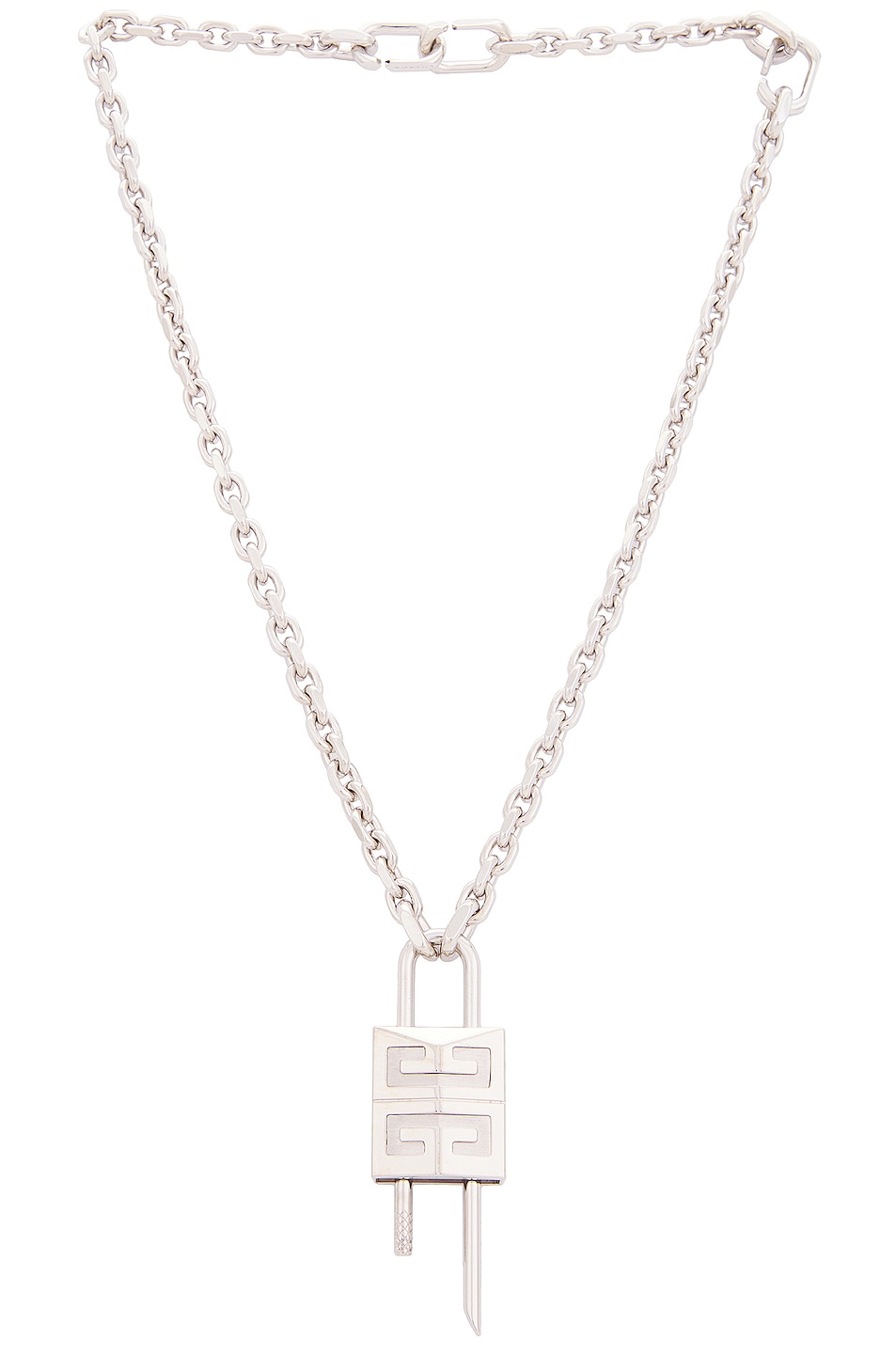 Image 1 of Givenchy Lock Small Silverly Necklace in Silvery